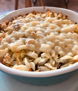 Rösti ovenschotel met spinazie, pistachenootjes en spekjes