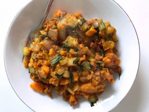 Stamppot zoete aardappel met paksoi